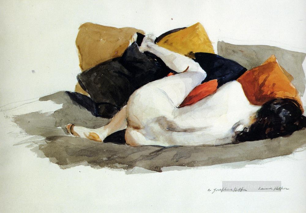 横たわるヌードのエドワード・ホッパー油絵